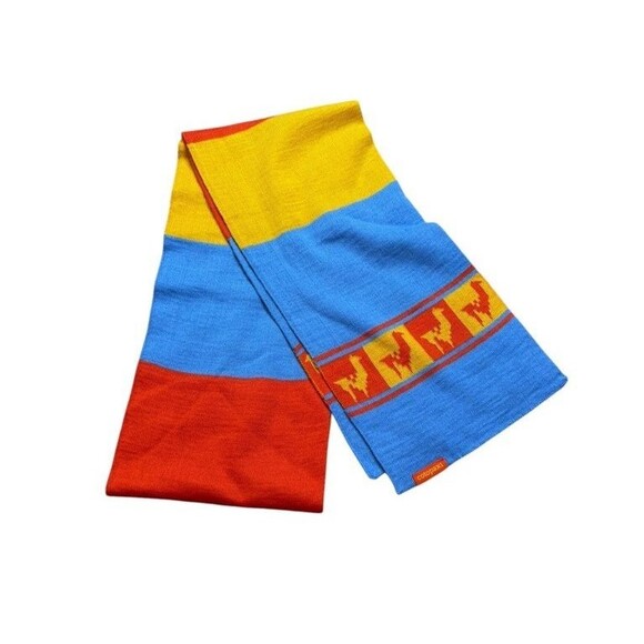 Cotopaxi Scarf Llama Print Blue Knit Wool Blend Gorpcore Outdoors Granola Girl - Picture 1 of 7